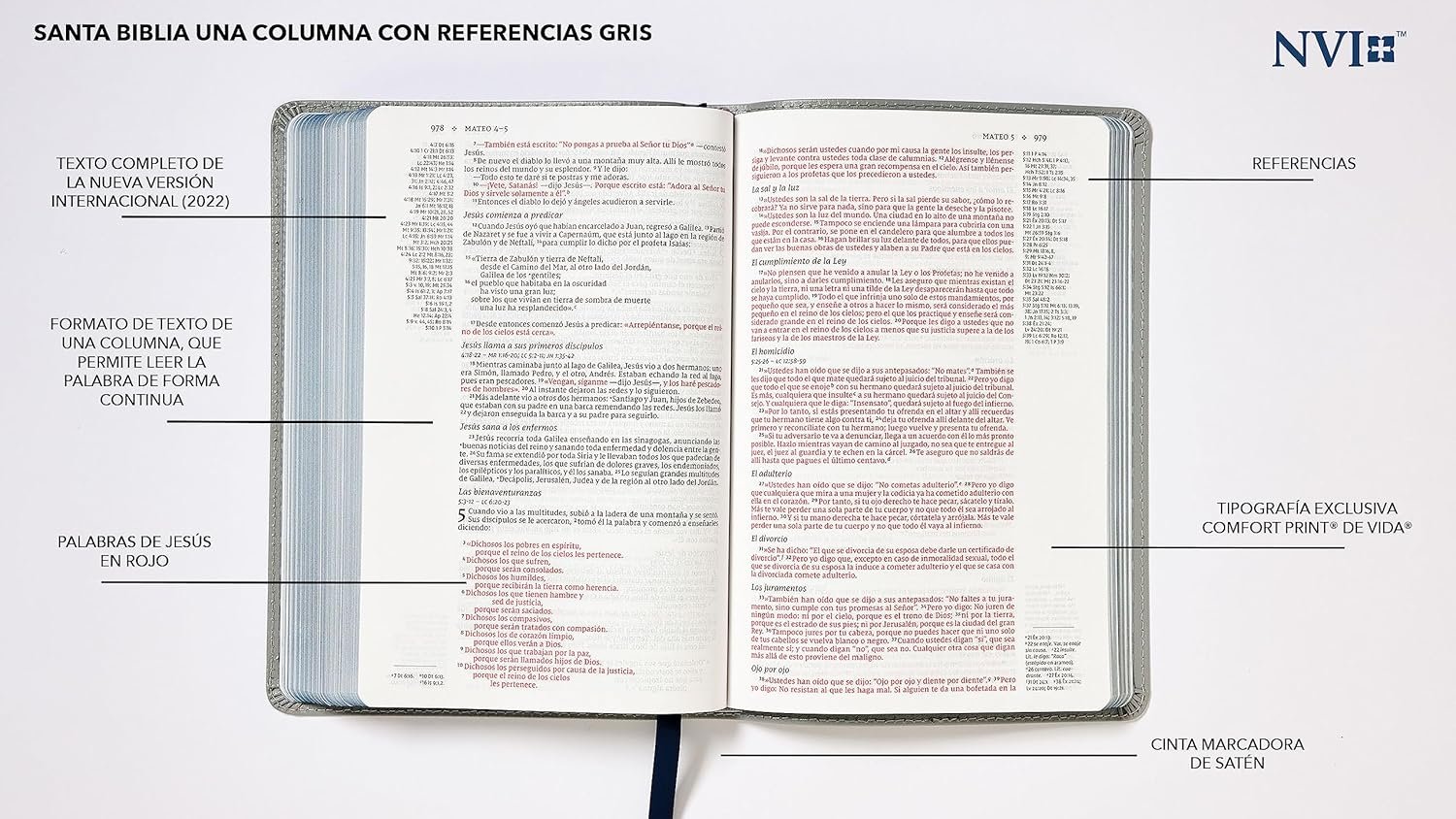 Biblia NVI una Columna Gris Símil Piel 5 Biblia NVI una Columna Gris Símil Piel - Image 5