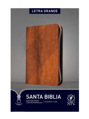 Biblia NTV, Edición zíper con Letra Grande Sentí Piel, Café