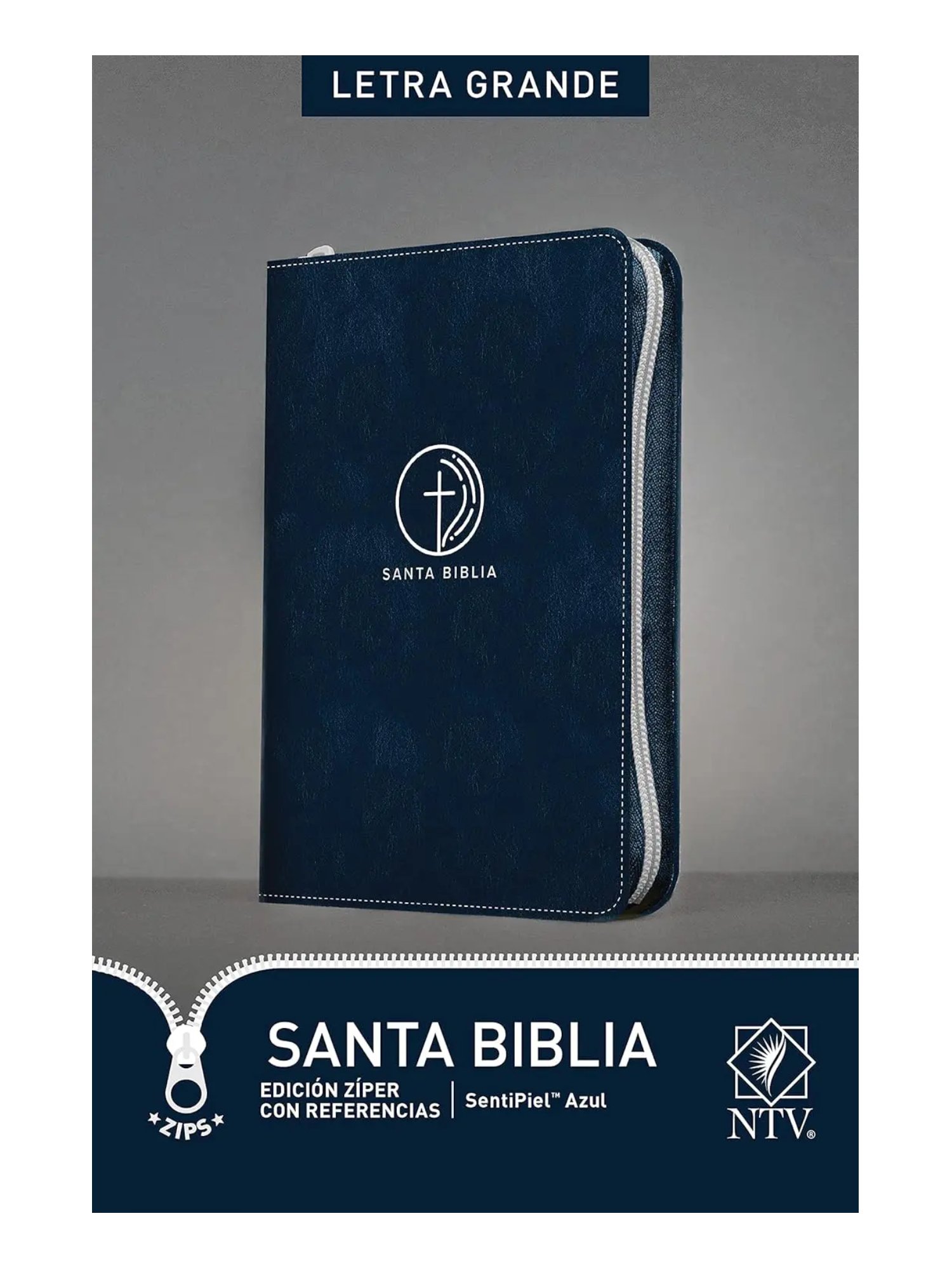 Biblia NTV, Edición zíper Con Letra Grande Sentí Piel, Con Índice, Azul 1 Biblia NTV, Edición zíper con Letra Grande Sentí Piel, Con Índice, Azul