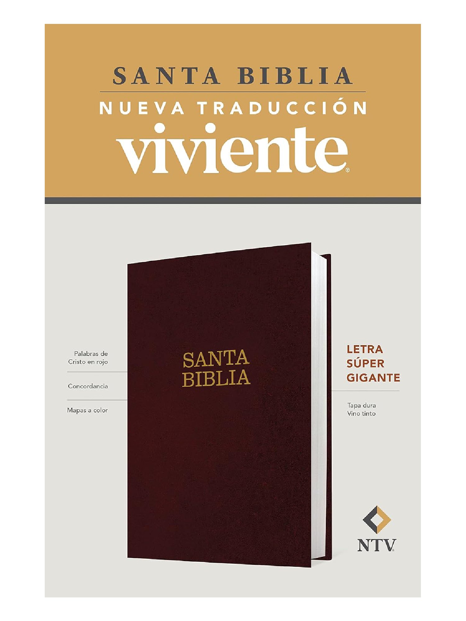 SANTA BIBLIA NTV, LETRA SUPER GIGANTE HC BUR NTV 1 Biblia NTV Letra Super Gigante Vinotinto