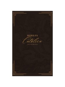 Biblia Católica, Ilustrada, Piel Genuina, Café