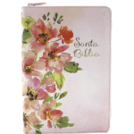 Biblia RVR60 Tamaño Manual, Piel – Flor Rosa