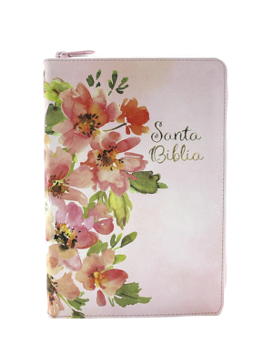 Biblia RVR60 Tamaño Manual, Piel – Flor Rosa