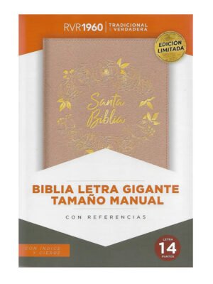 Biblia RVR60 Letra Gigante, Rosa Perla, Sentí piel con Cierre e Índice