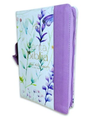 Biblia RVR 1960 Lila Flores con índice Cierre Manija