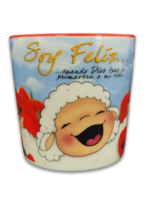 Taza Ovejitas Soy Feliz Cuando Dios Trae Primavera a Mi Vida