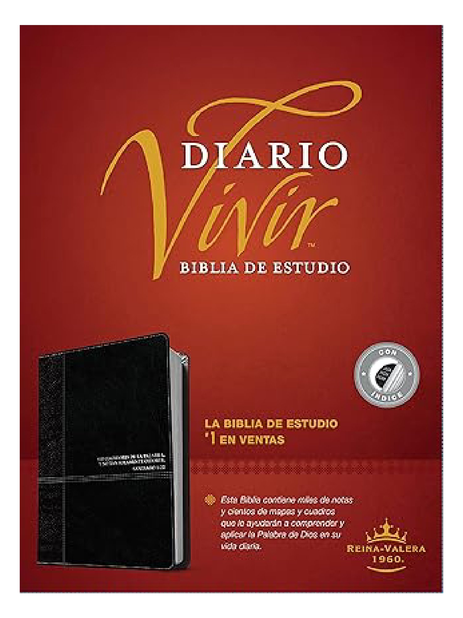 Biblia RVR 1960 de Estudio Diario Vivir Negro onice Sentipiel Índice 1 Biblia Diario Vivir RVR 1960 Índice Negra