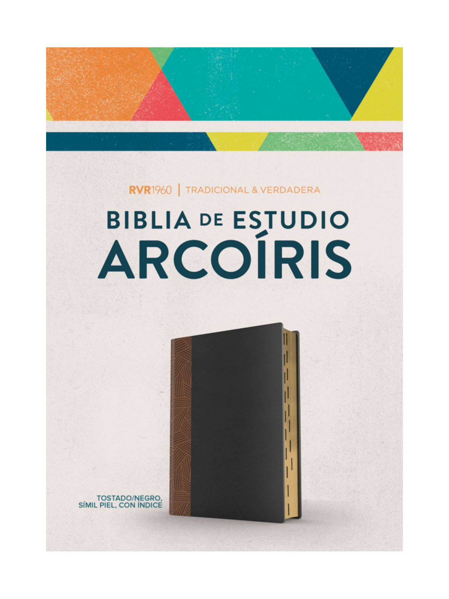 Biblia de Estudio Arcoiris Con indice 1 Biblia Arco Iris RVR 1960 de Estudio Tostado Negro Símil Piel Con Índice