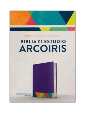 Biblia Arco Iris RVR 1960 de Estudio Morado Multicolor, Símil Piel