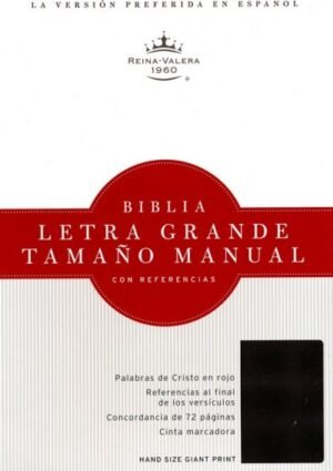 Biblia Letra Grande Tamaño Manual, negro, piel fabricada con índice RVR 1960