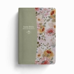 Biblia RVR 1960 de Promesas LG Verde Flores Simil Piel con Cierre