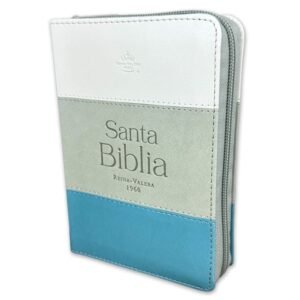 Biblia RVR60 Tricolor  Blanco/gris/turquesa/Imitación piel alta calidad