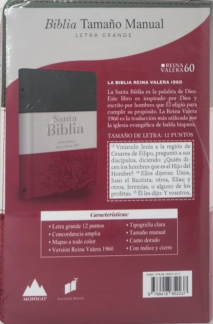 Biblia RVR60 LG Tamaño Manual tricolor con cierre con índice 2 Biblia RVR60 LG Tamaño Manual tricolor con cierre con índice - Image 2