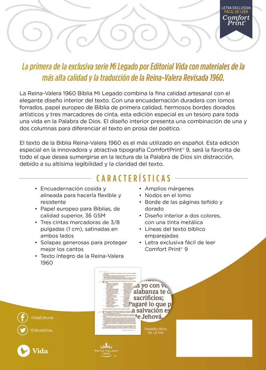 Biblia RVR 1960 Mi Legado Piel Café una Columna Interior a Dos Colores 3 Biblia RVR 1960 Mi Legado Piel Café una Columna Interior a Dos Colores - Image 3