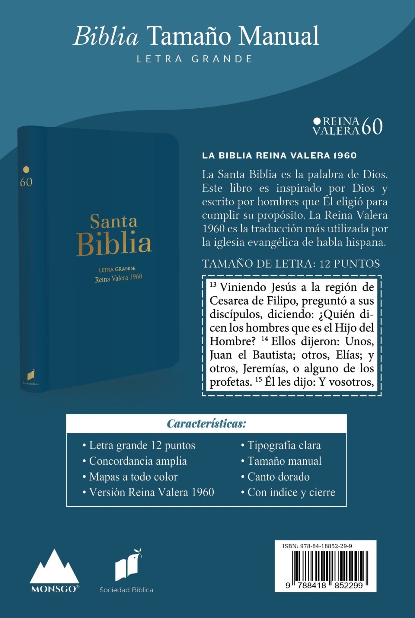 Biblia RVR 1960 Letra Grande Tamaño Manual Azúl Acero con Cierre con Índice 2 Biblia RVR 1960 Letra Grande Tamaño Manual Azúl Acero con Cierre con Índice - Image 2