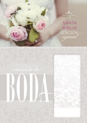 RVR 1960 Biblia Recuerdo de Boda, blanco floral símil piel
