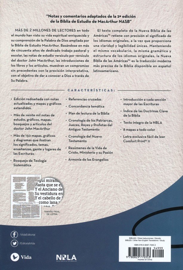 NBLA Biblia de Estudio MacArthur Tapa Dura, Azul, Interior a dos colores 4 NBLA Biblia de Estudio MacArthur Tapa Dura, Azul, Interior a dos colores - Image 4