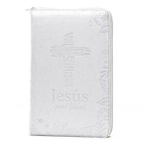 Biblia RVR 1960 Jesús para Todos Letra Grande Tamaño Manual Marfil Símil Piel con Índice y Cierre