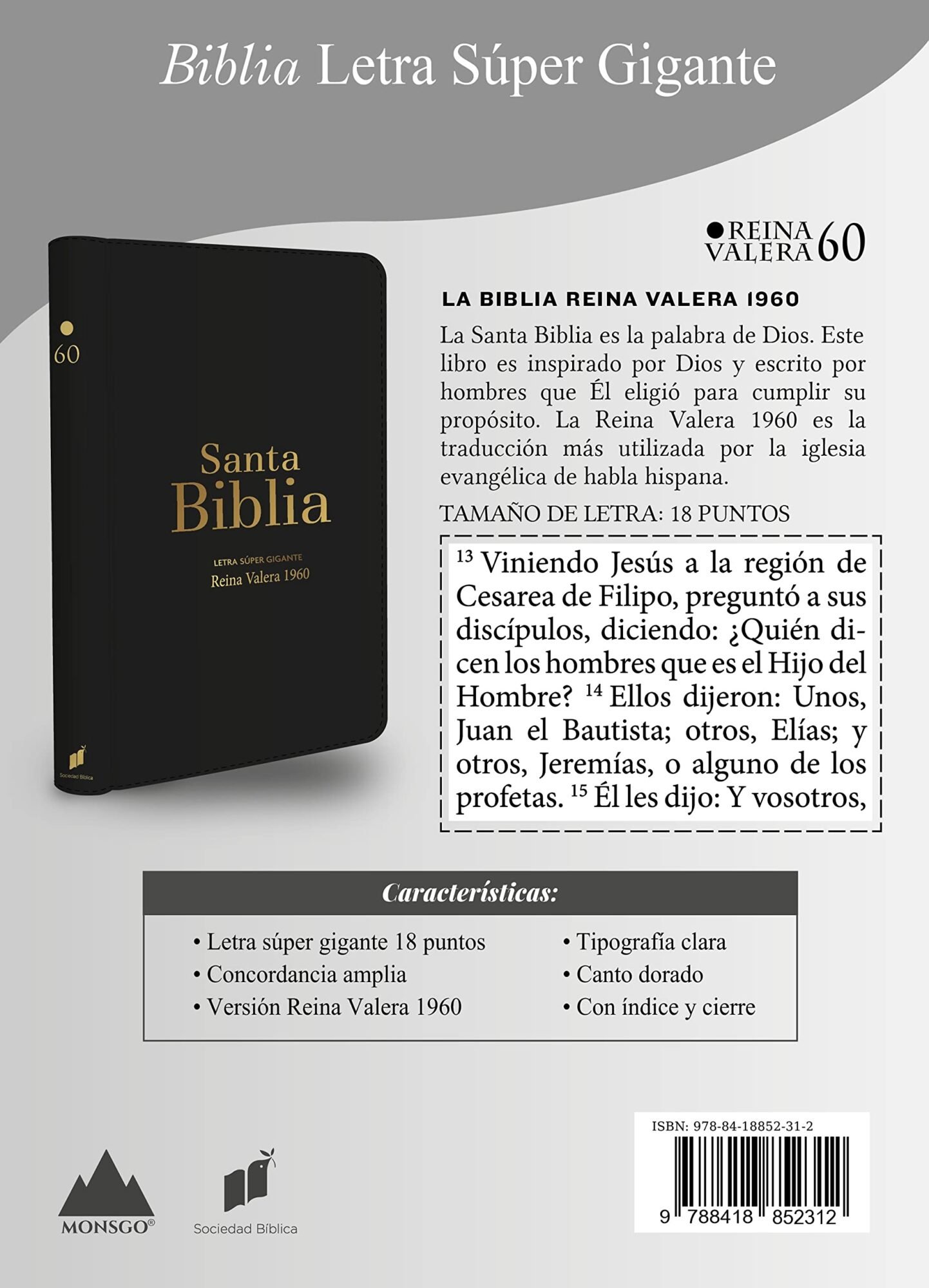 Biblia RVR60 Letra Súper Gigante Negro Con Índice/Cierre 2 Biblia RVR60 Letra Súper Gigante Negro Con Índice/Cierre - Image 2