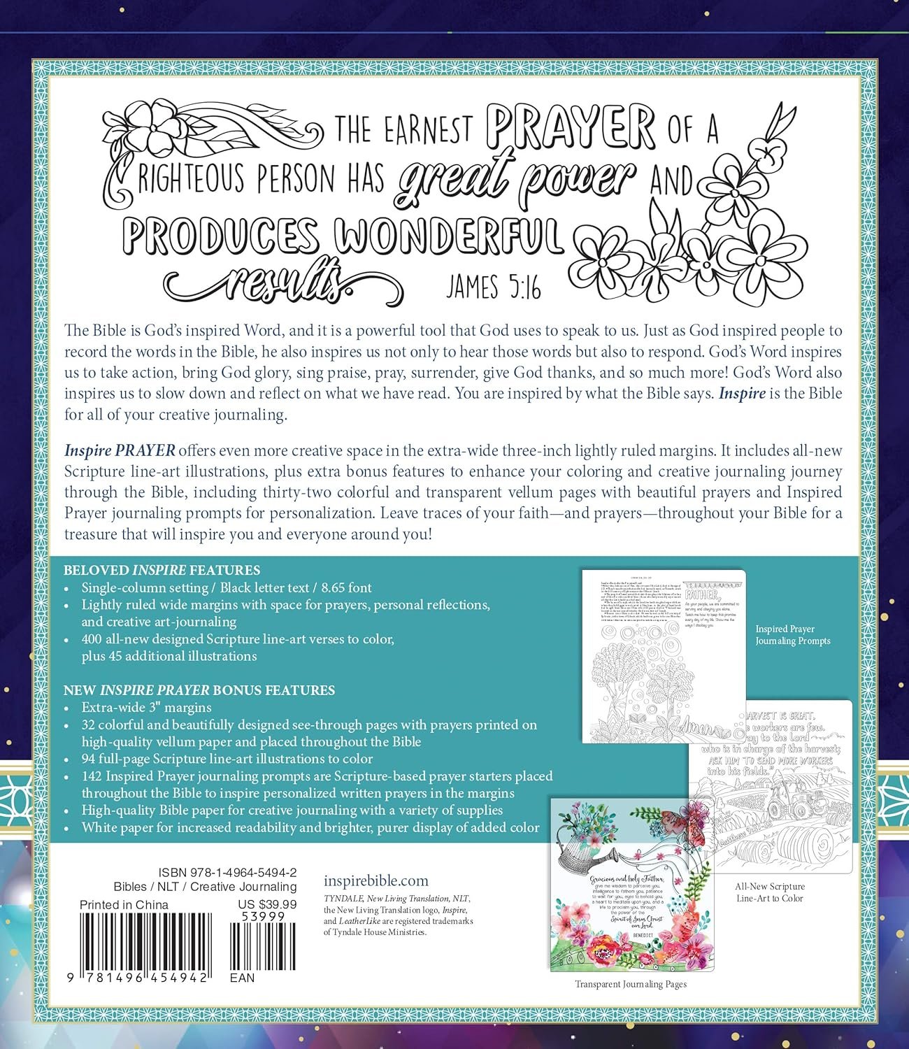 Biblia NLT Inspire PRAYER 1 Biblia NLT Inspire PRAYER