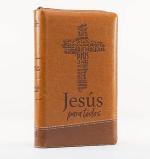 Biblia Pormesas RVR60/Jesus Para Todos/Letra Grande/Manual/Piel/Cafe/Indice/Cier