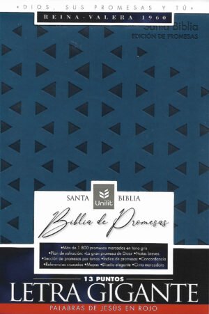Biblia RVR60 de Promesas Letra Gigante Azul Triángulos