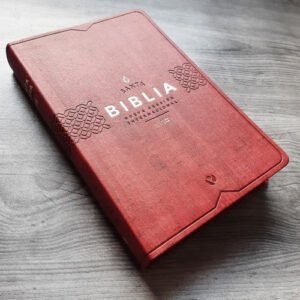 NVI Biblia canto dorado roja, símil piel