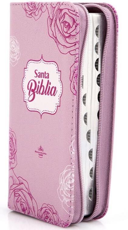 Biblia RVR35cZTI PJR Color Rosado Flores Canto 2 Biblia RVR35cZTI PJR Color Rosado Flores Canto - Image 2