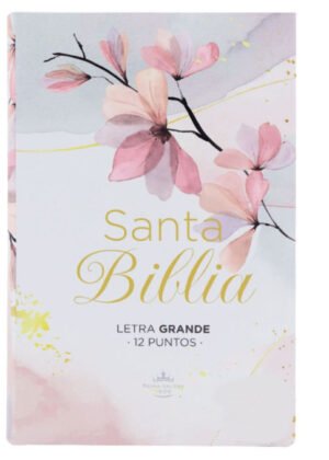 Biblia letra grande flores canto plateado Reina Valera 1960