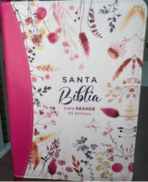 Biblia RVR60 045cz cp LG PJR colección primaveral fúcsia con cierre