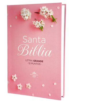 Biblia RV60 LG Rosada con Flores Blancas