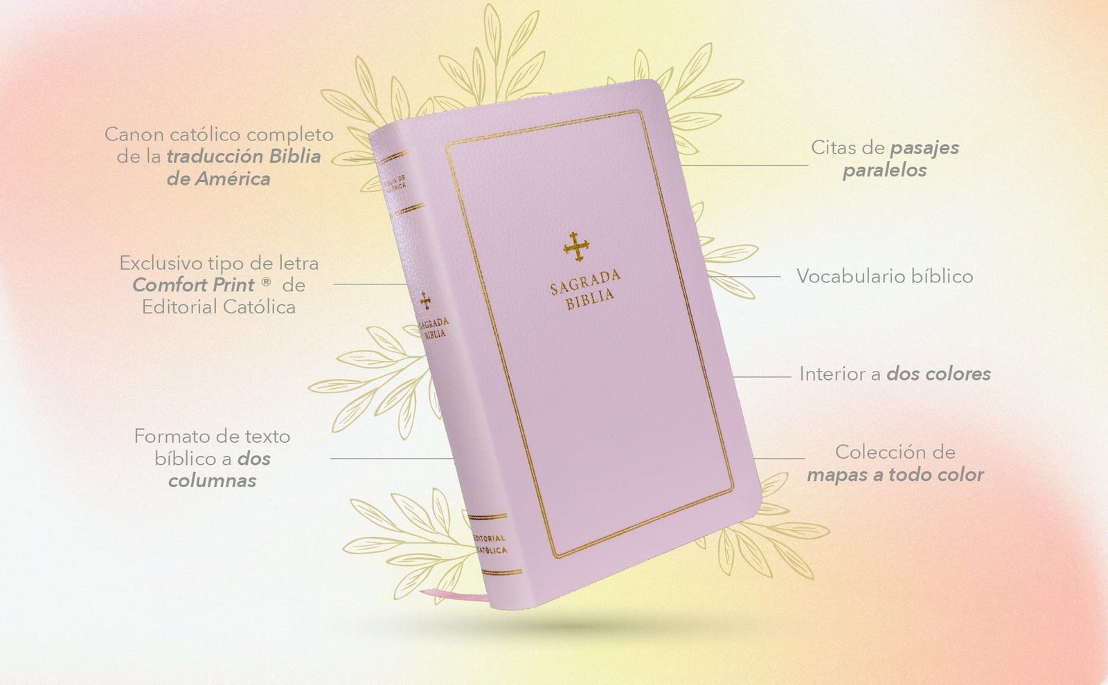 Biblia Catolica Para Regalos Y Ceremonias/Piel Elaborada/Rosa 2 Biblia Catolica Para Regalos Y Ceremonias/Piel Elaborada/Rosa - Image 2