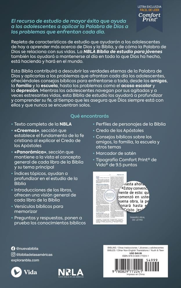 Biblia NBLA/De Estudio Para Jovenes/Leathersoft/Azul/Comfort Print 3 Biblia NBLA/De Estudio Para Jovenes/Leathersoft/Azul/Comfort Print - Image 3