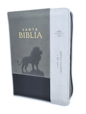 Biblia RVR1960 Sentí Piel Tricolor Gris, Gris Oscuro, Gris León