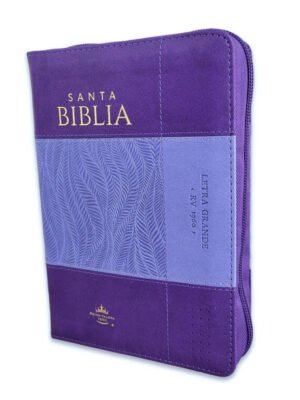 Biblia RVR1960 Sentí Piel Bicolor Lila, Lila Oscuro con Cierre
