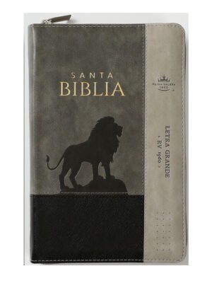 Biblia RVR1960 Sentí Piel Gris, Gris Oscuro, Negro León