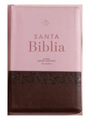Biblia RVR1960 Super Gigante con Índice y Cierre Rosa, Café