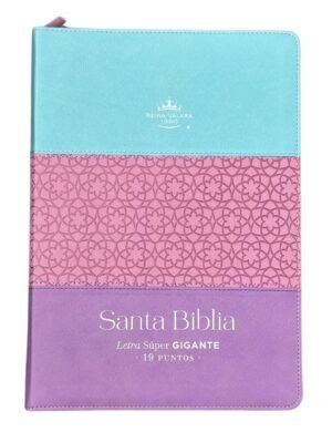 Biblia RVR1960 con Cierre y Índice Tricolor Azul, Rosa, Lila