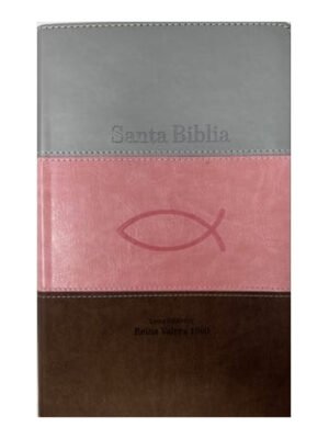 Biblia RVR 1960 Letra Grande Tamaño Manual Tricolor Rosa Blanco Marrón