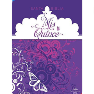 RV60 Biblia Mis Quince, amatista con mariposas símil piel/BH