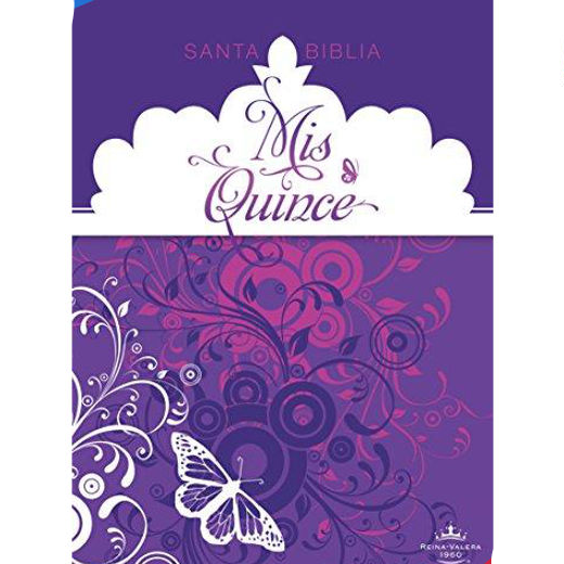 RV60 Biblia Mis Quince, amatista con mariposas símil piel/BH 1 RV60 Biblia Mis Quince, amatista con mariposas símil piel/BH