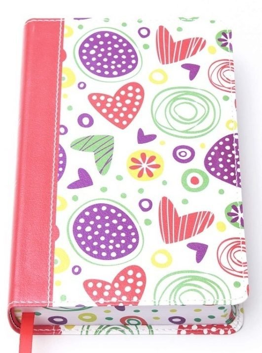 Biblia NVI Luz En Mi Camino Corazones Multicolor Simil Piel