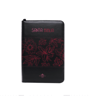 Biblia RVR60 LG Negro flores canto fucsia
