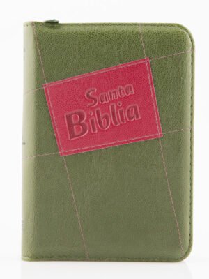 Biblia 045 troquelada con cierre verde- café