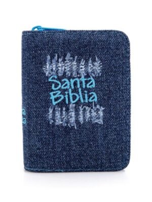 Biblia desgaste azul con cierre