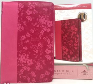 Biblia Reina Valera 1960 letra grande Símil piel Fucsia /cierre/ indice