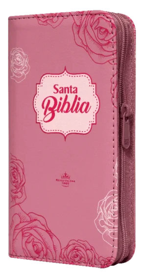 Biblia RVR35cZTI PJR Color Rosado Flores Canto