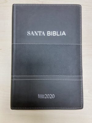 Biblia RVR 2020 Letra Grande Piel Gris Franja