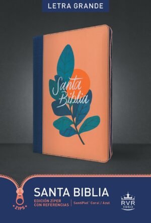 RVR60 Biblia de referencias con Ziper Coral-Azul