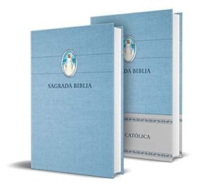 Biblia Católica Azul con Virgen Milagrosa
